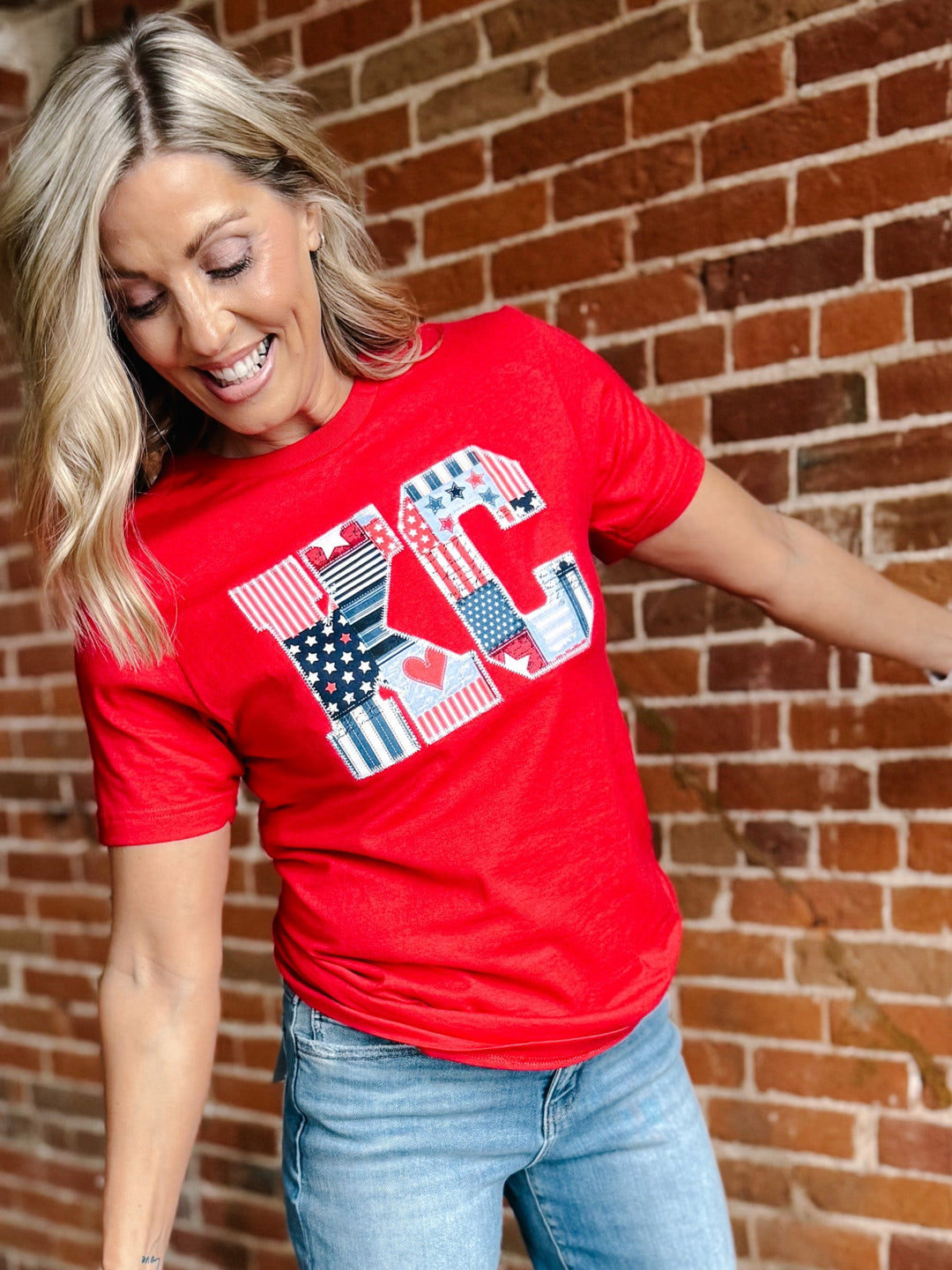Patchwork KC Graphic Tee, Red