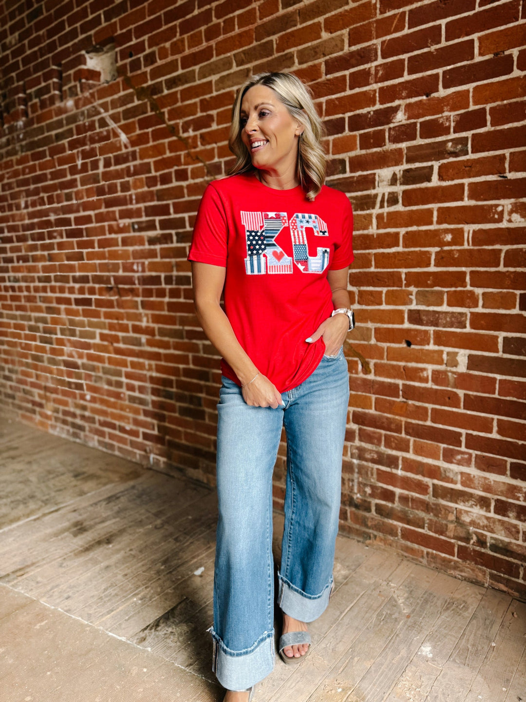 Patchwork KC Graphic Tee, Red