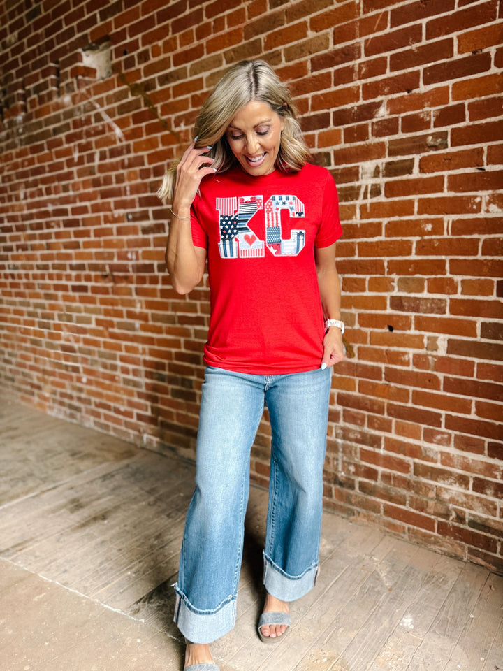 Patchwork KC Graphic Tee, Red