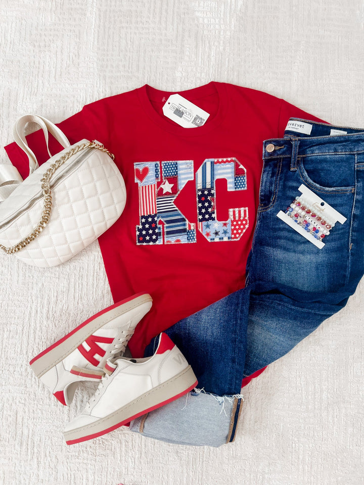 Patchwork KC Graphic Tee, Red