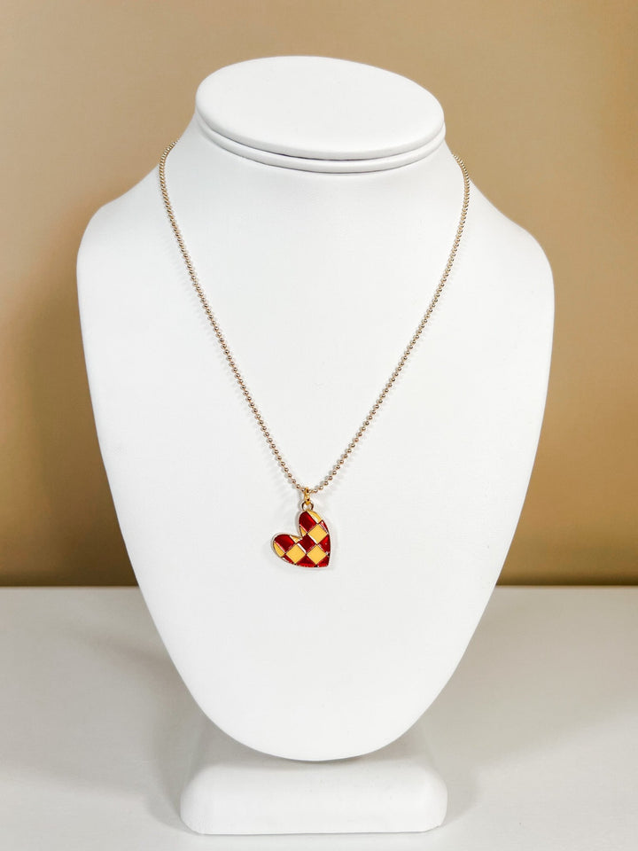 Patty Checkered Heart Necklace