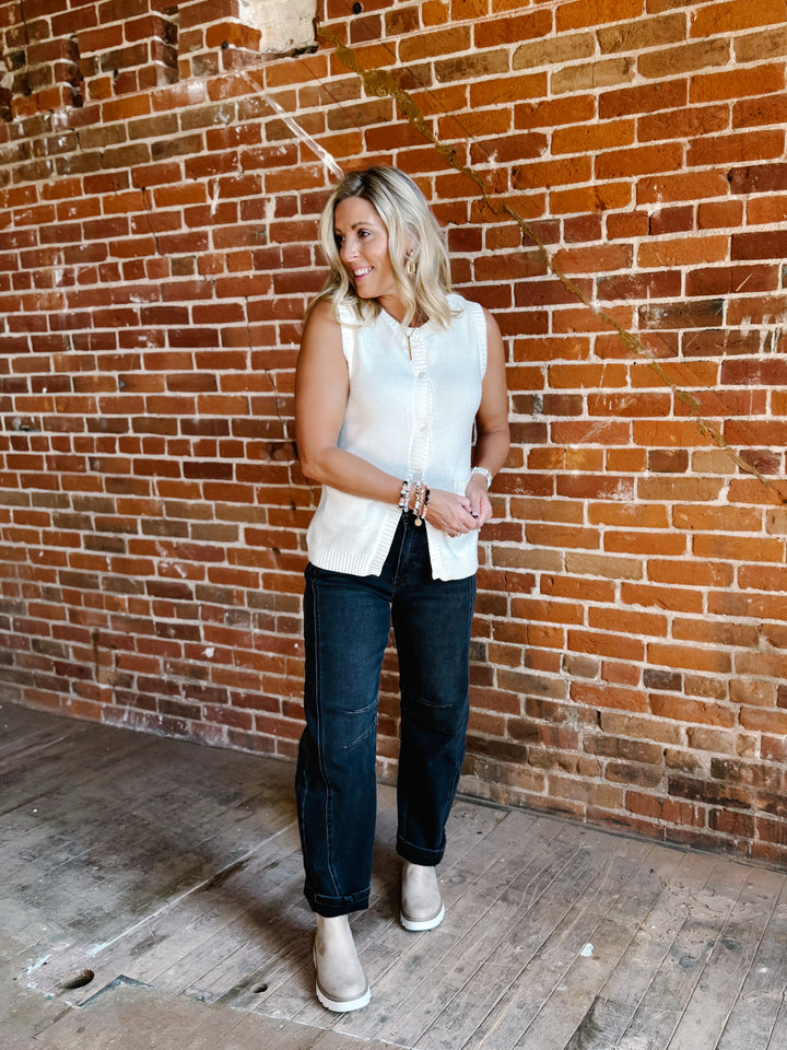 Polished Layers Knit Vest, Off White