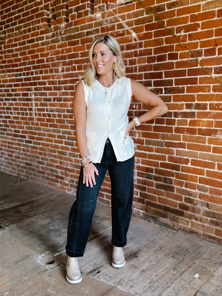 Polished Layers Knit Vest, Off White