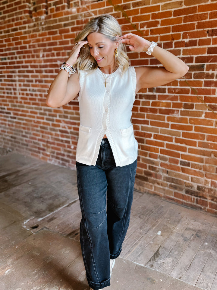 Polished Layers Knit Vest, Off White