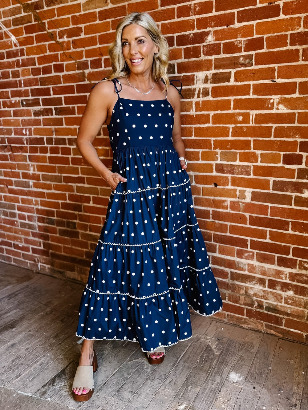 Polished Play Polka Dot Dress, Navy