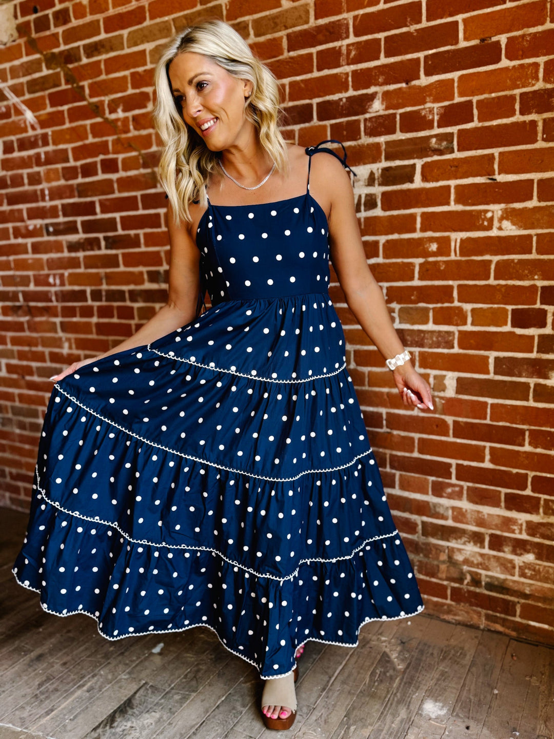 Polished Play Polka Dot Dress, Navy