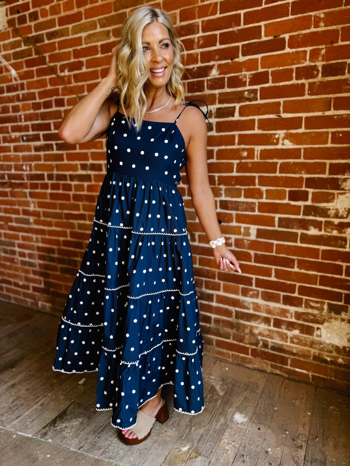 Polished Play Polka Dot Dress, Navy