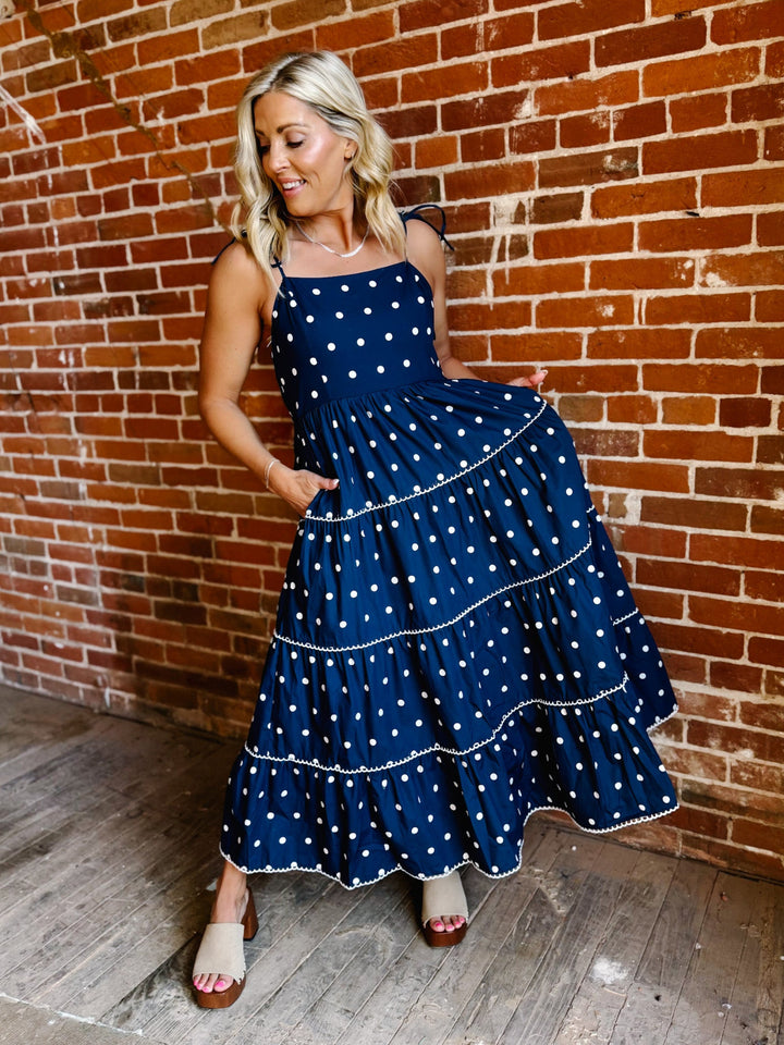 Polished Play Polka Dot Dress, Navy