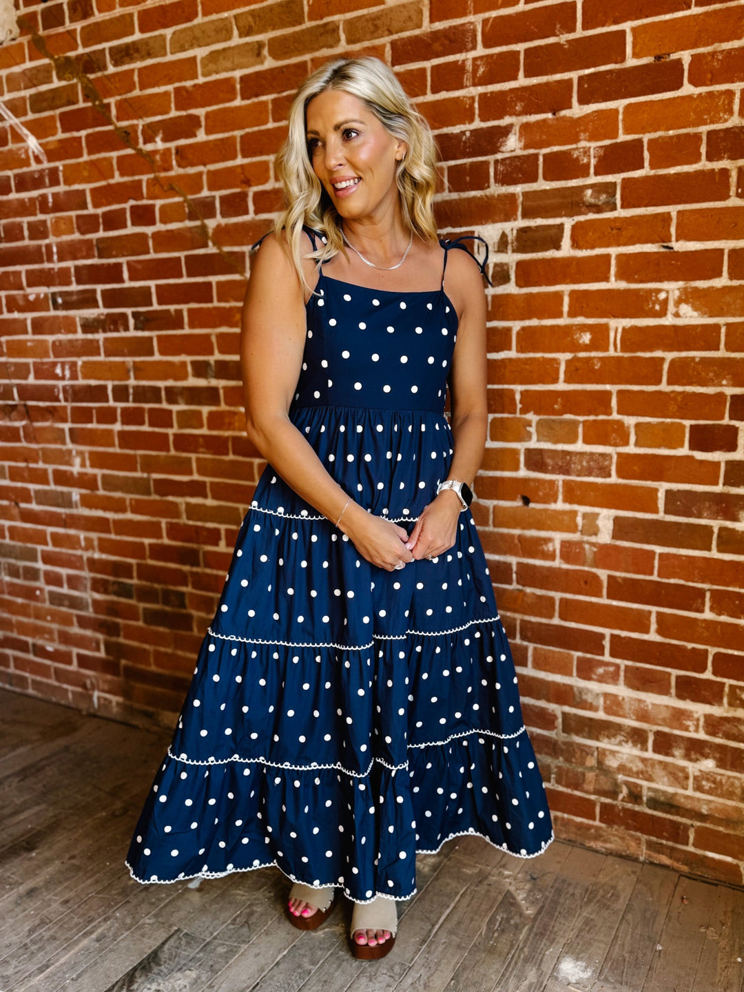 Polished Play Polka Dot Dress, Navy