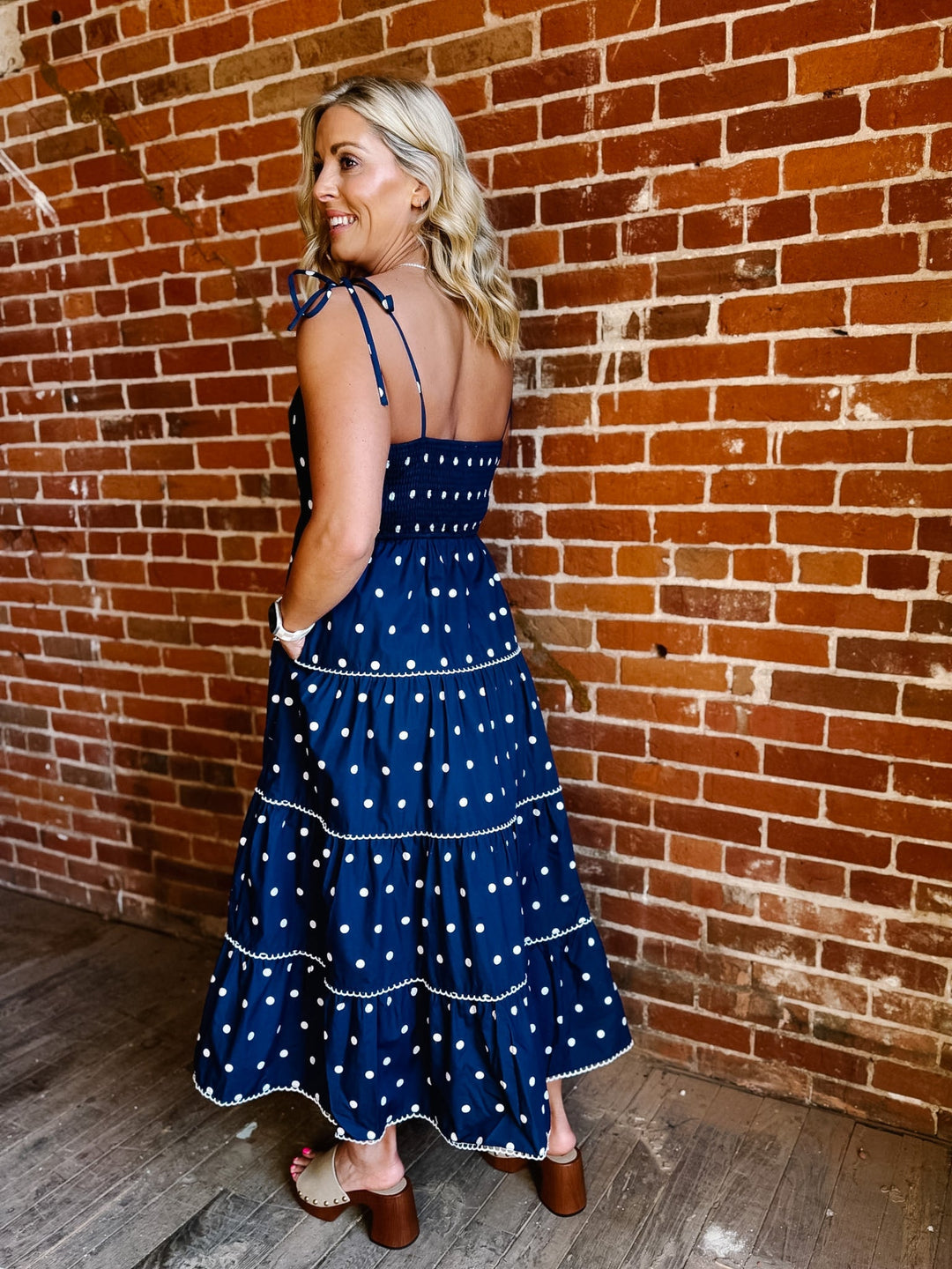 Polished Play Polka Dot Dress, Navy