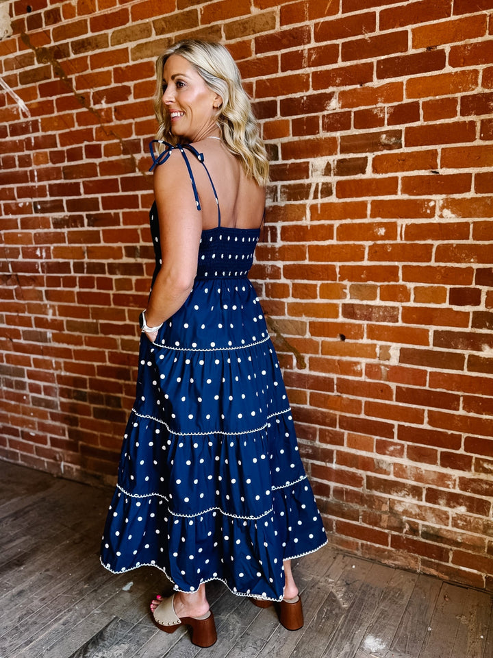 Polished Play Polka Dot Dress, Navy