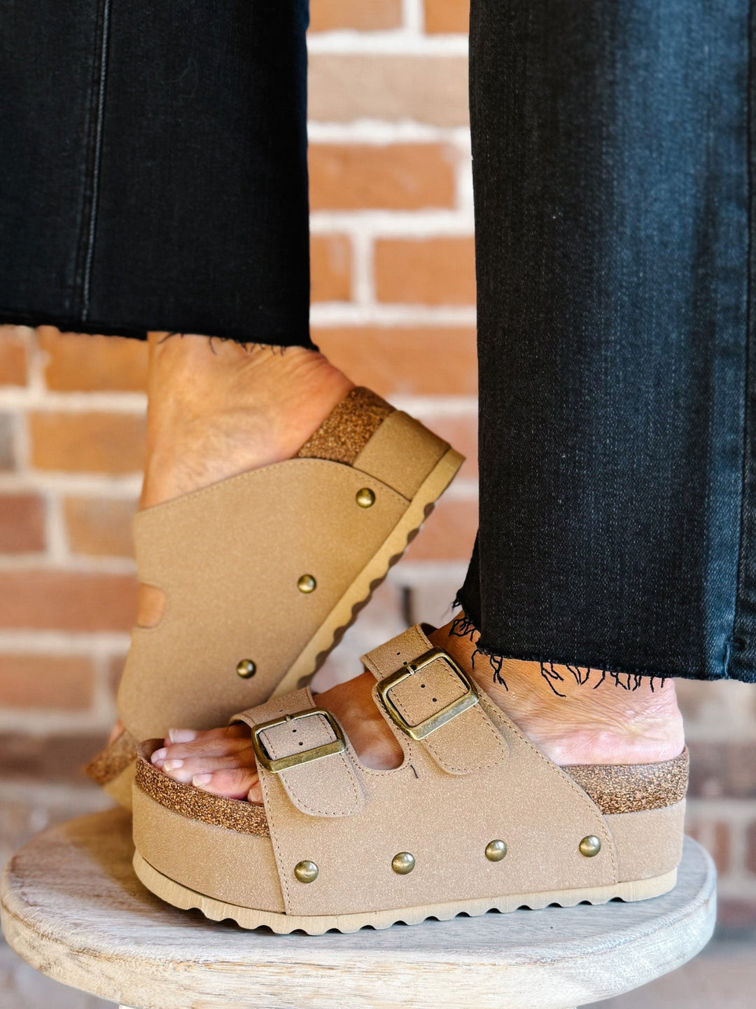 Pueblo Suede Platform Sandals, Tan