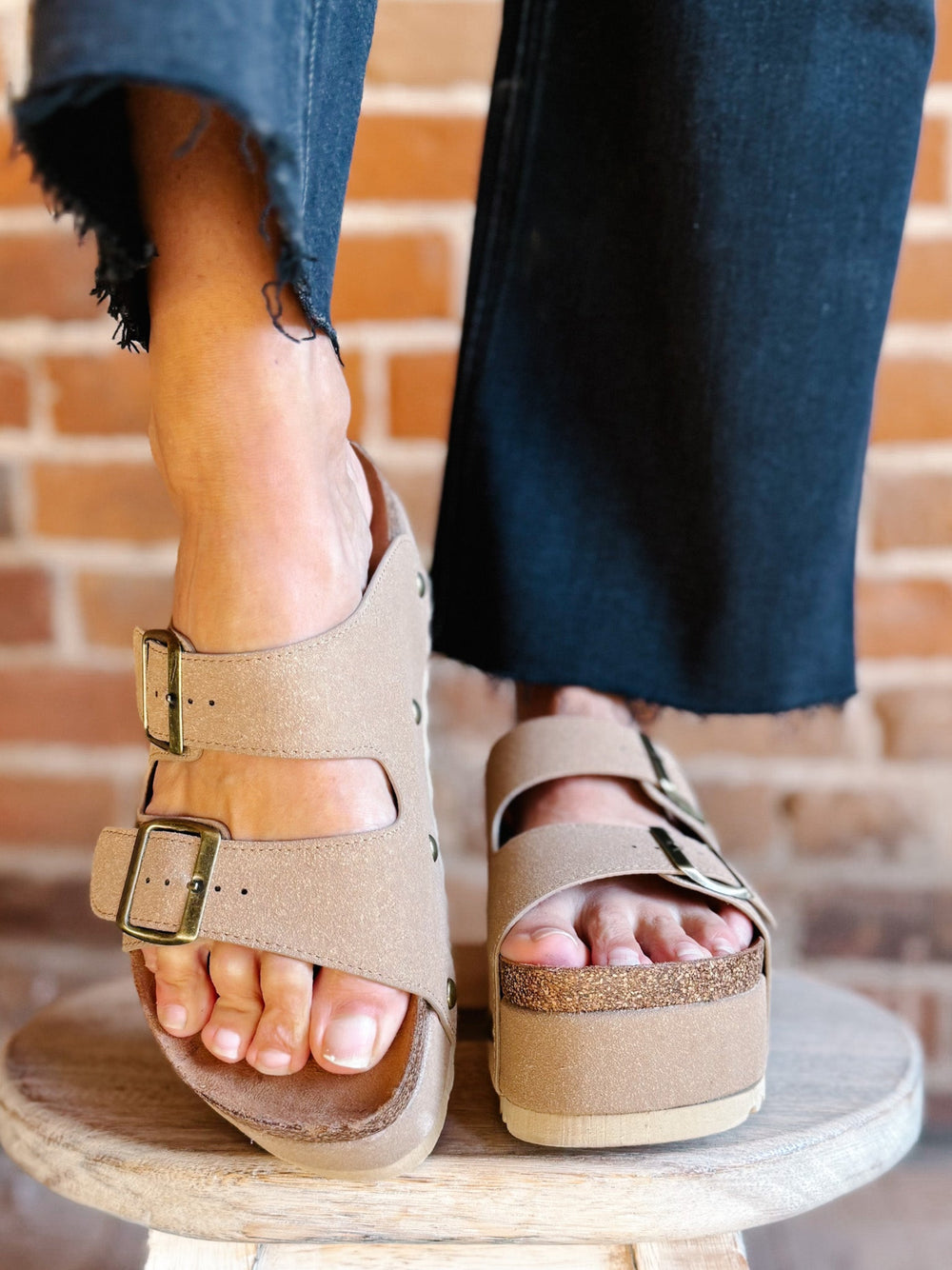 Pueblo Suede Platform Sandals, Tan