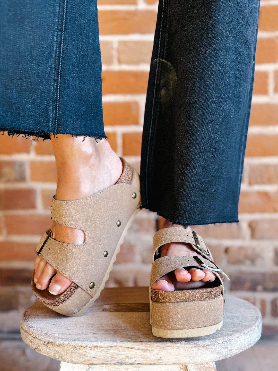 Pueblo Suede Platform Sandals, Tan