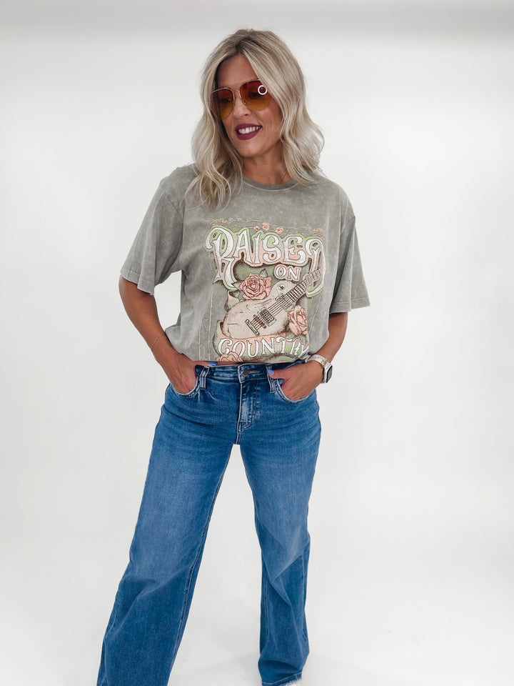 Raised On Country Music Oversized Graphic Tee