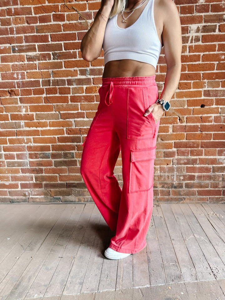 Red Rock Cargo Lounge Pants, Red