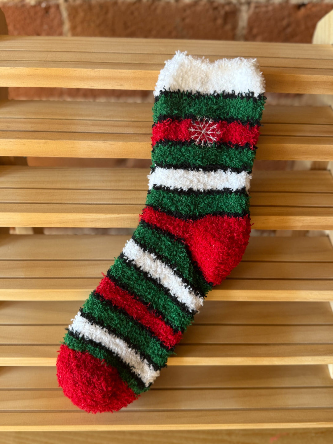 Red/White/Green Stripe Snowflake Embroiderded