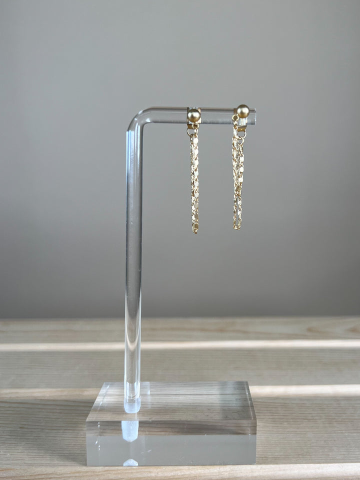 Reign Double Chain Earrings, Gold