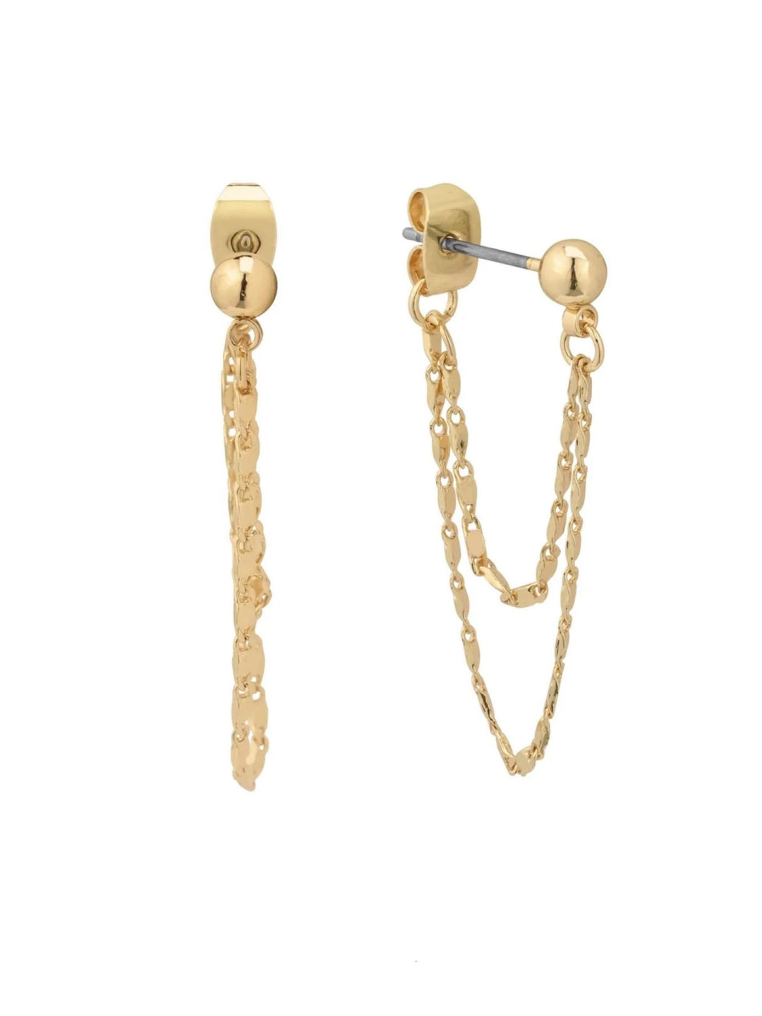 Reign Double Chain Earrings, Gold