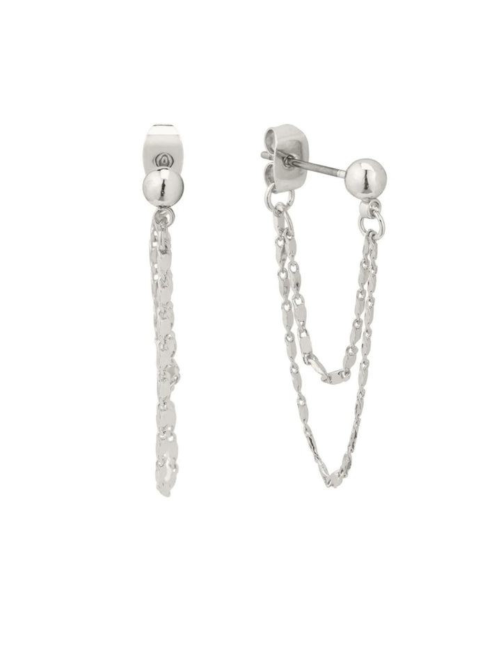 Reign Double Chain Earrings, Silver