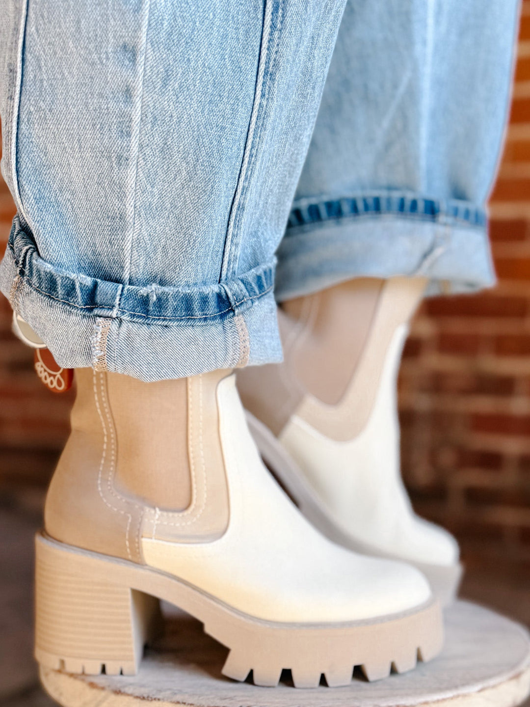 Remi Mid Calf Boot. BeigeBone