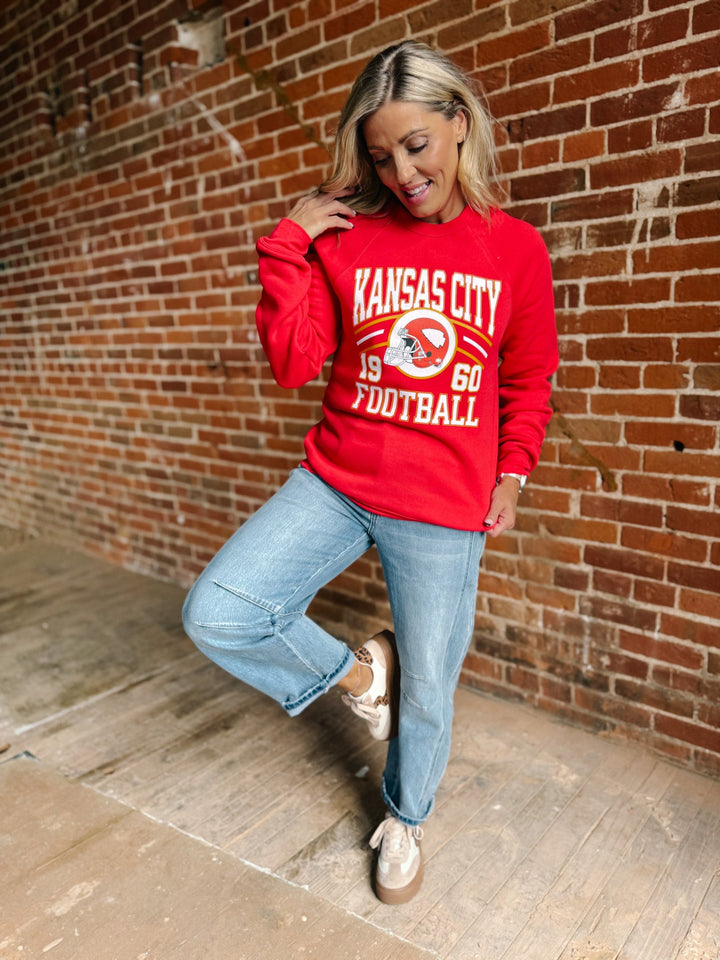 Retro Kansas City Football 1960 Helmet Sweatshirt, Red