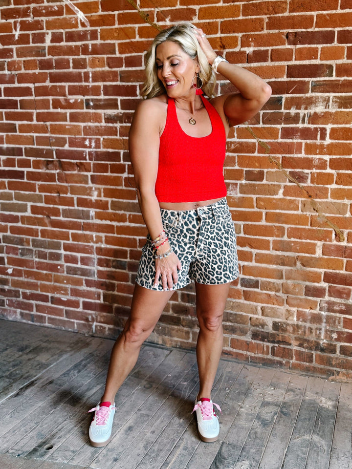 Run the Wild A-Line High Rise Shorts, Leopard