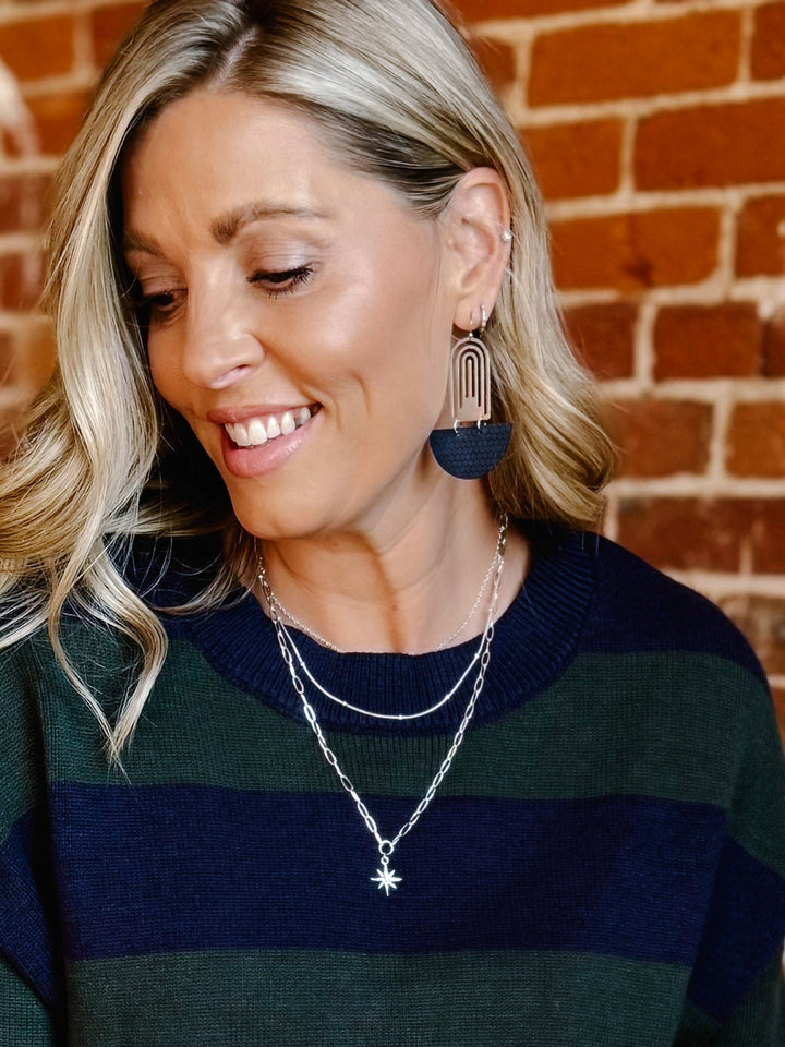 Rye Honeycomb Drop Earrings, Navy