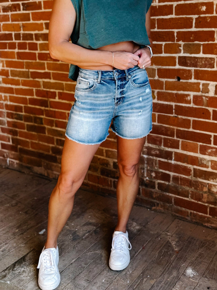 Salt Air Super High Rise Denim Shorts, Medium Wash