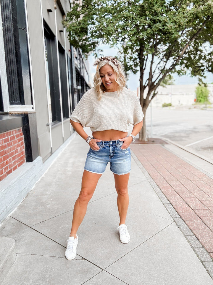 Salt Air Super High Rise Denim Shorts, Medium Wash