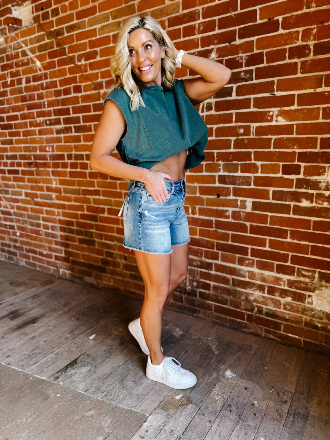 Salt Air Super High Rise Denim Shorts, Medium Wash