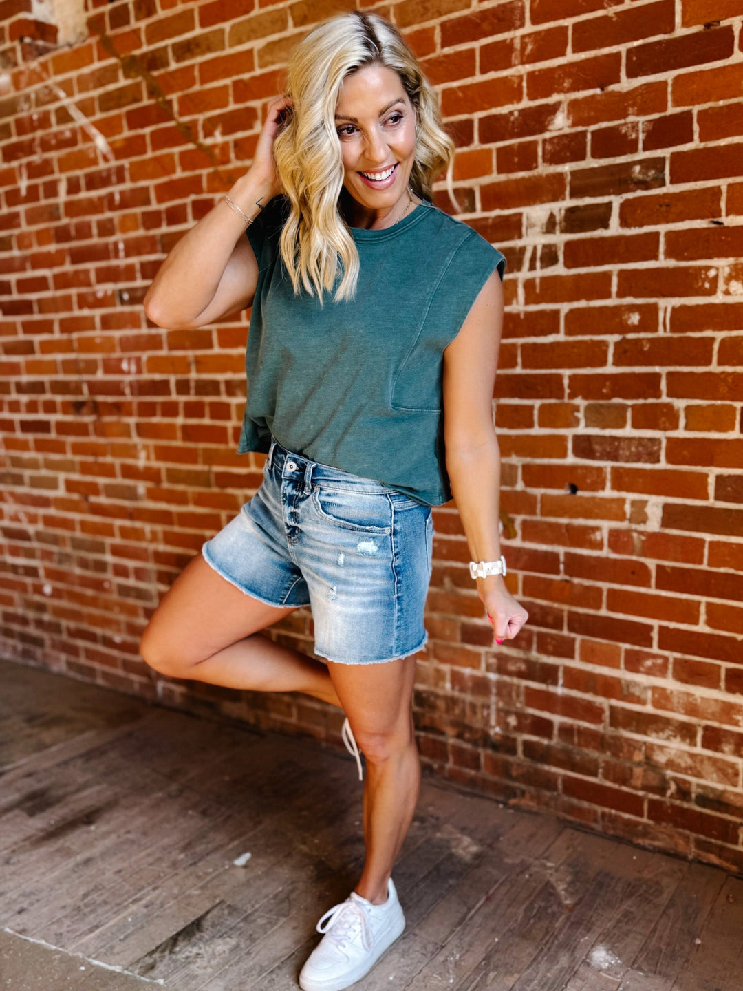 Salt Air Super High Rise Denim Shorts, Medium Wash