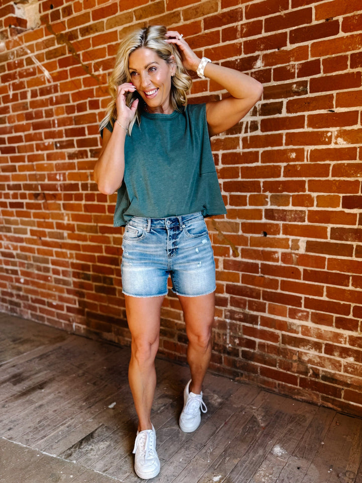 Salt Air Super High Rise Denim Shorts, Medium Wash