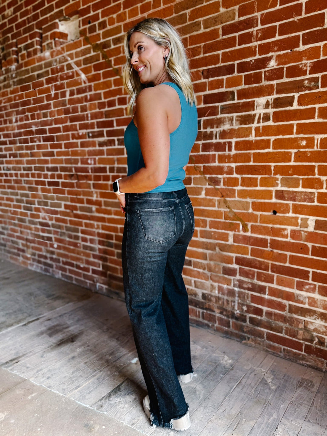 Say So Ribbed Cropped Tank with Bra Insert, Teal