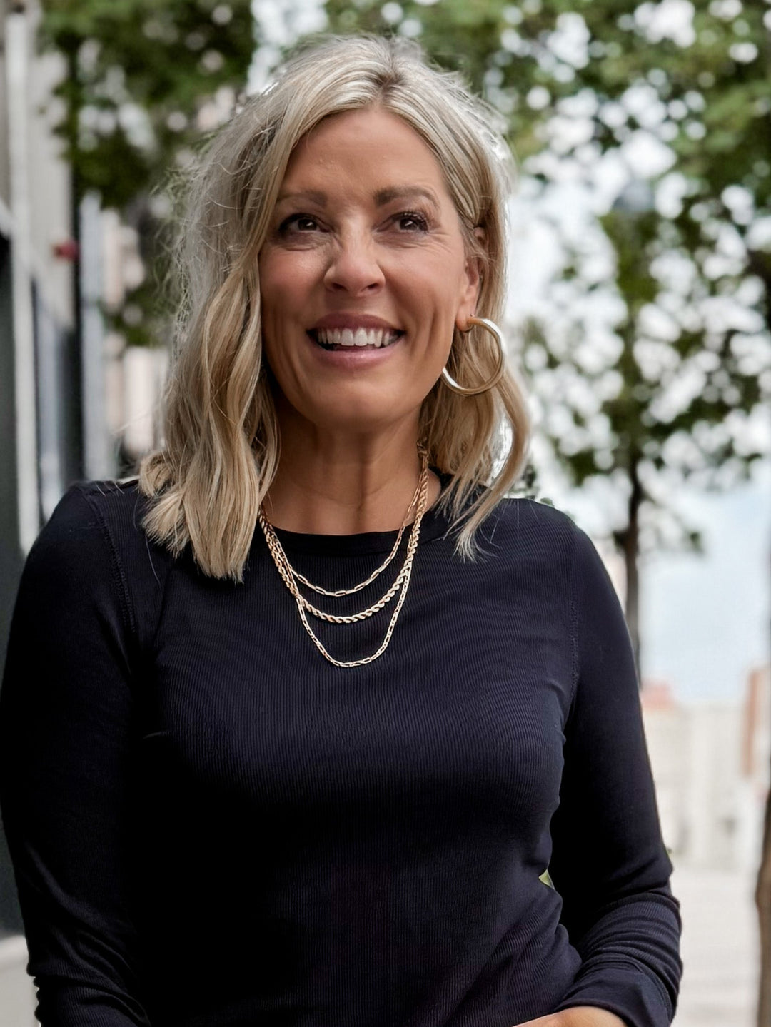 Scottie Triple Chain Necklace, Matte Gold