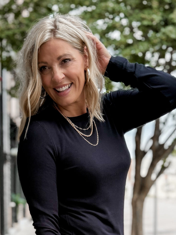 Scottie Triple Chain Necklace, Matte Gold