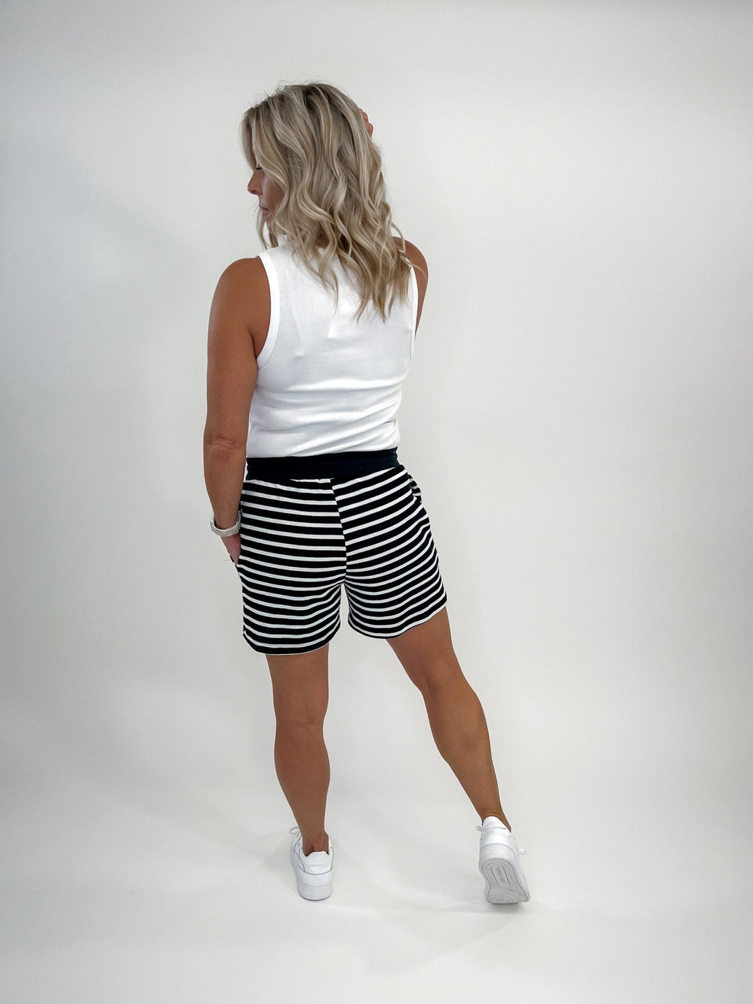 See Clearly Sailor Knit Stripe Shorts, Black