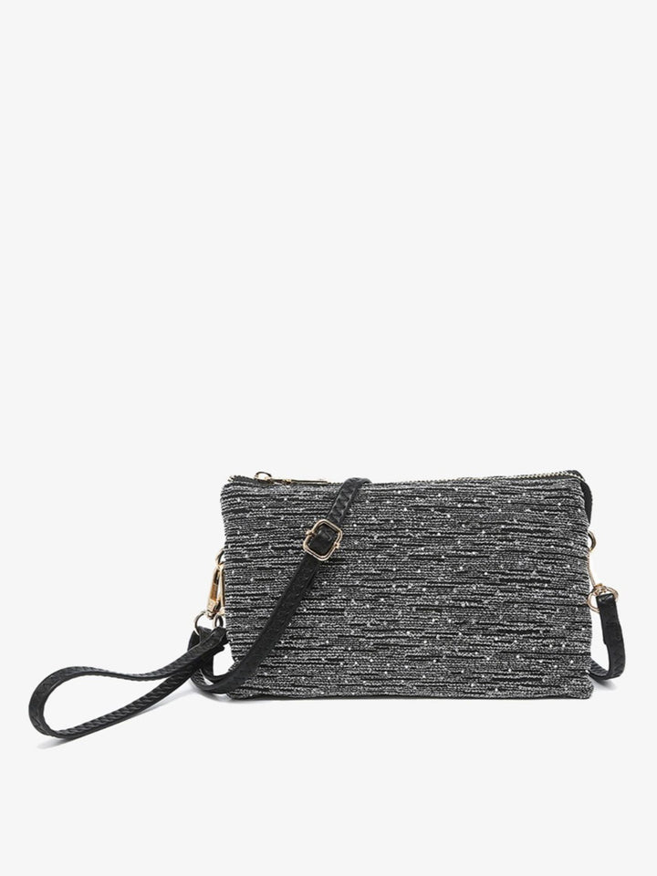 Riley Shimmer Stripe Crossbody, Silver/Black