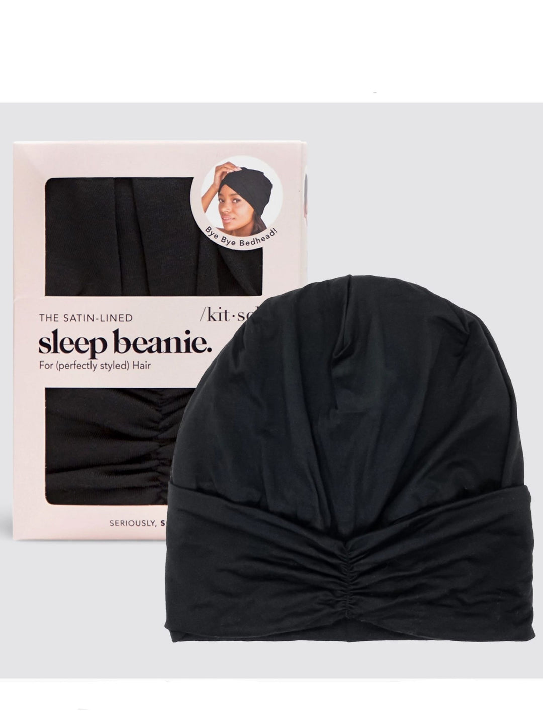 Sleep Beanie with Satin Lining, Black