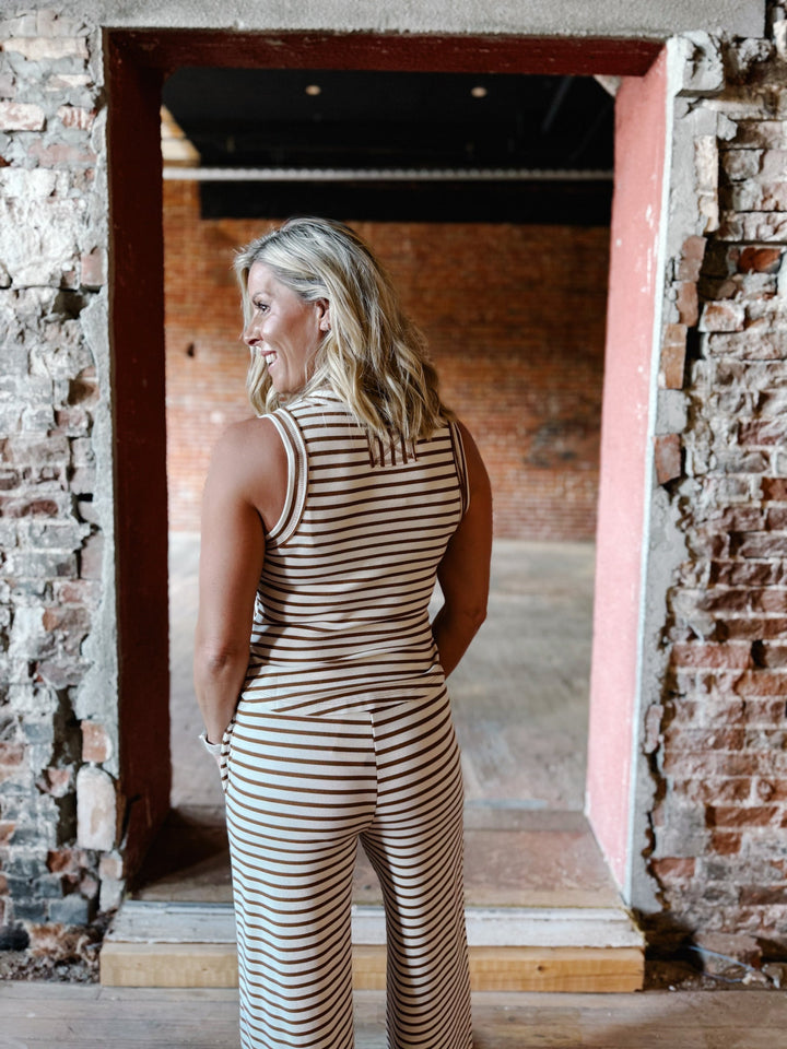 Snack Break Striped Tank, Brown