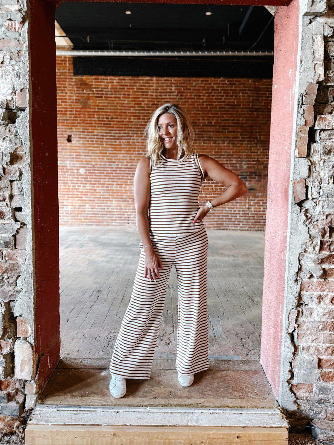 Snack Break Striped Tank, Brown