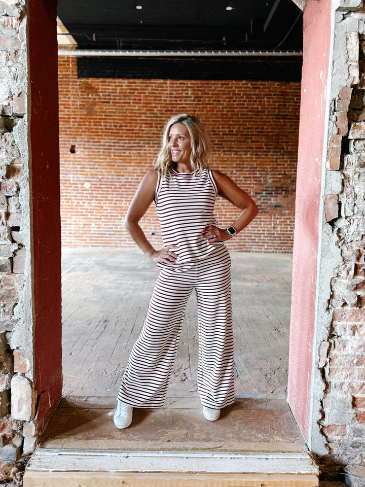 Snack Break Striped Tank, Burgundy