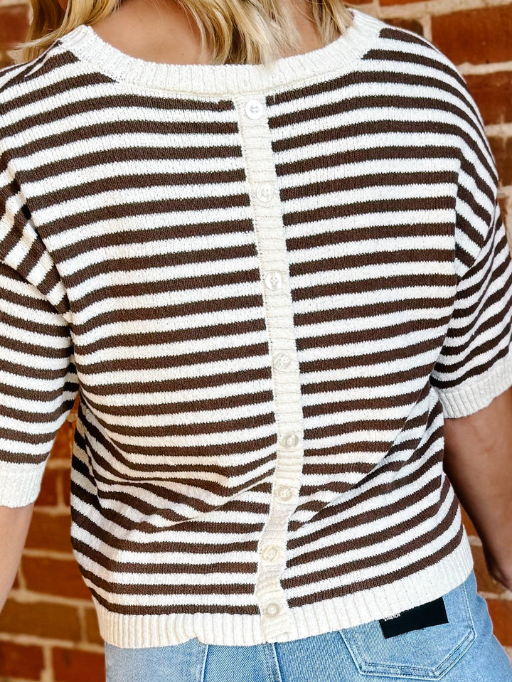 Soft Lines Striped Knit Top, Brown