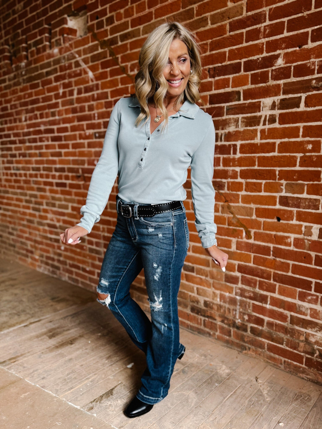 Soft Luxe Lucy Henley, Dusty Blue