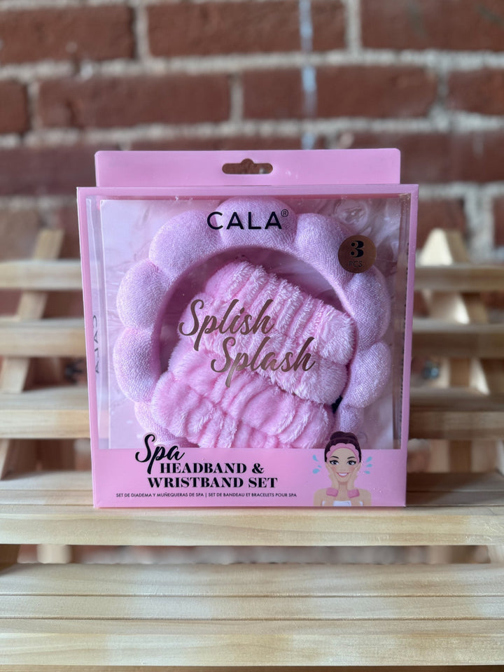 Spa Headband & Wristband Set, Pink