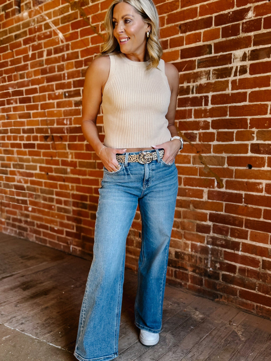 Spotted Luxe Faux Fur Leopard Belt, Beige