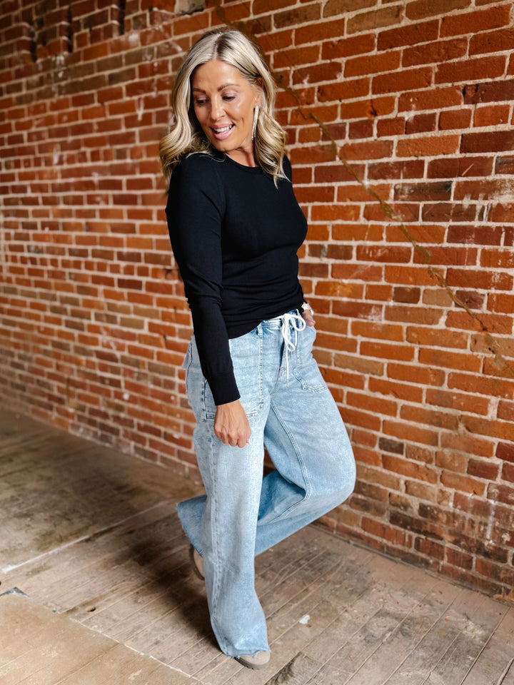 Stacy Long Sleeve Top, Black