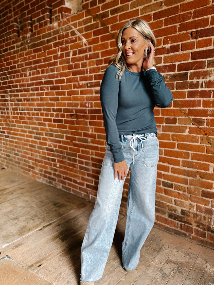 Stacy Long Sleeve Top, Dark Spruce