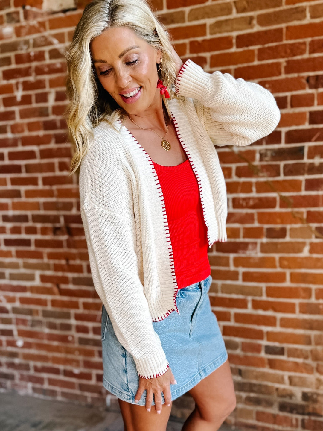 Stars &amp; Stripes Stitch Cardigan, Ivory