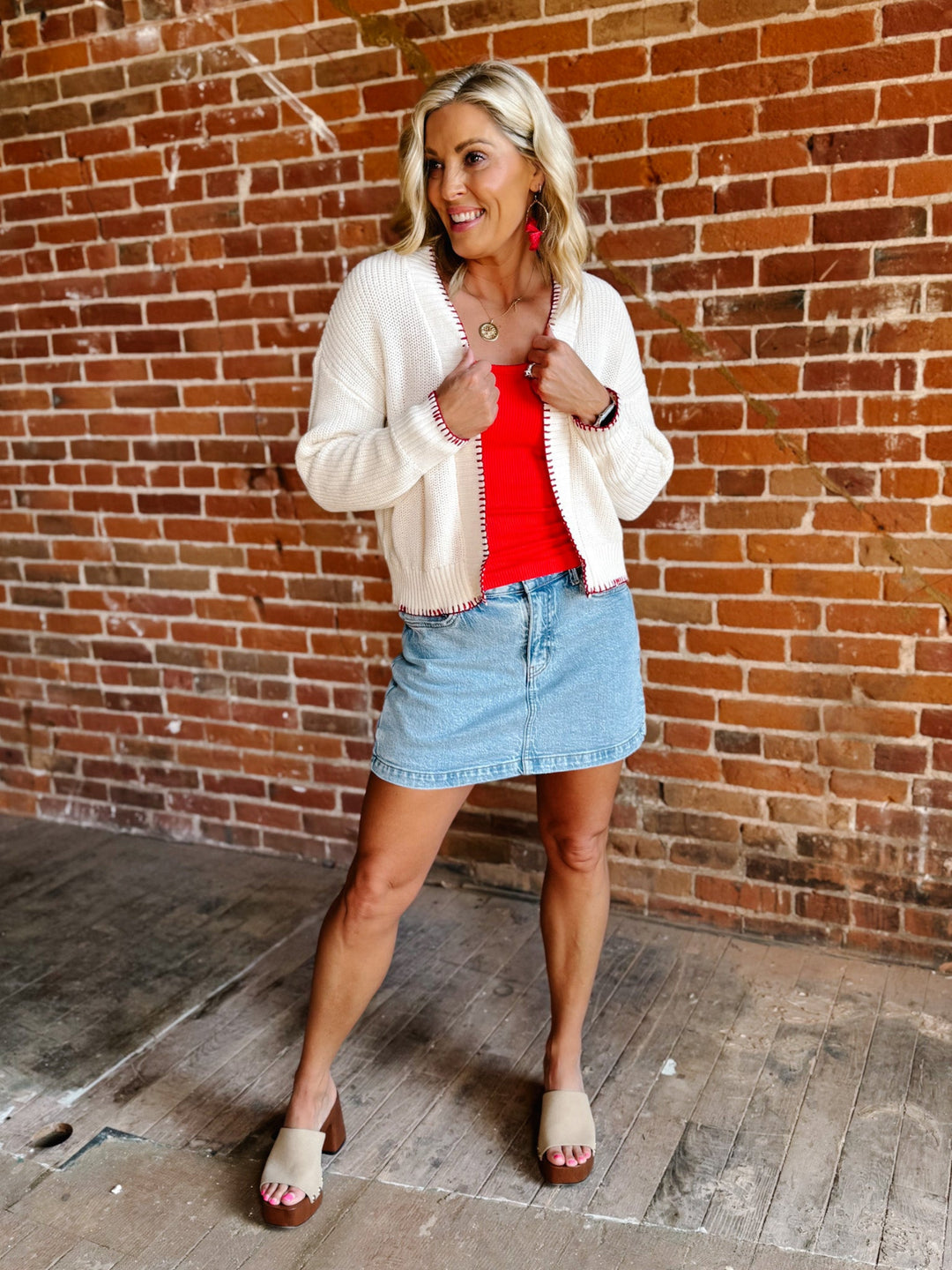 Stars &amp; Stripes Stitch Cardigan, Ivory